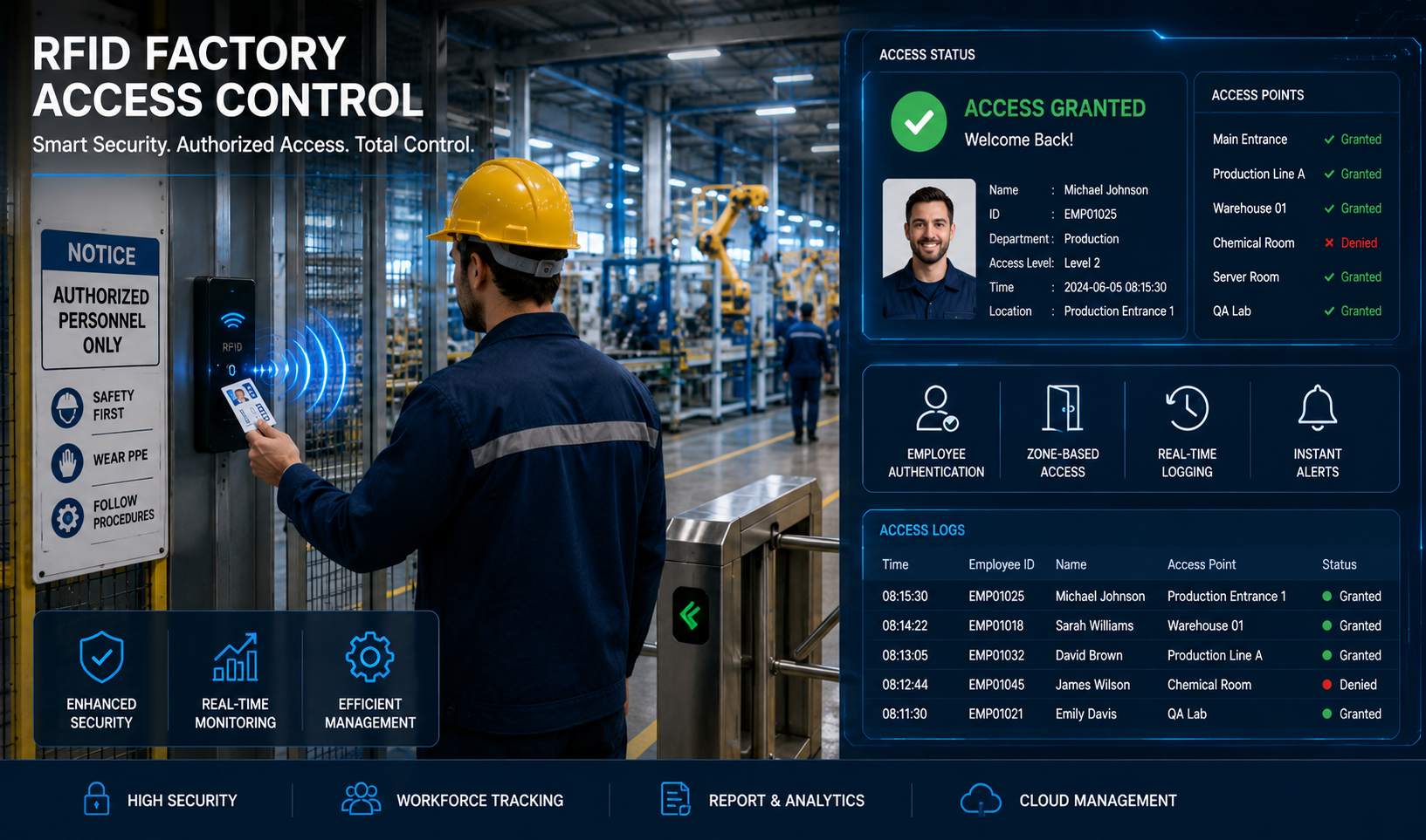 Control de acceso a fábrica mediante RFID